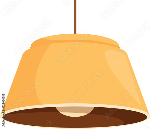 Modern hanging ceiling lamp with a yellow lampshade providing warm illumination