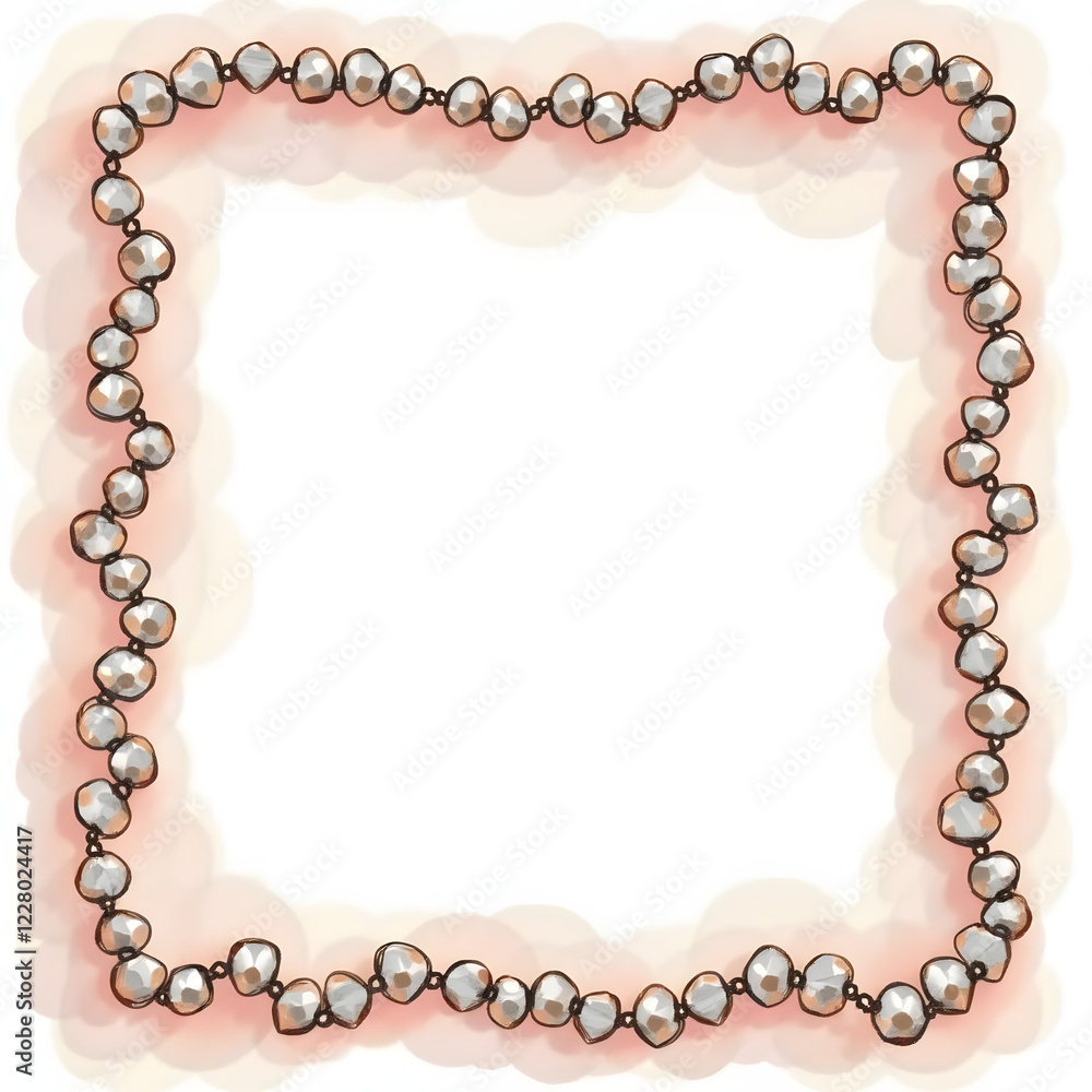 Fototapeta premium Pearl necklace frame with soft pastel background