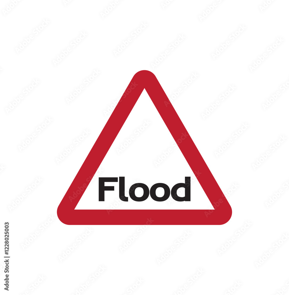 flood warning sign. triangular weather icon for flooding flood warning sign. triangular weather icon for flooding