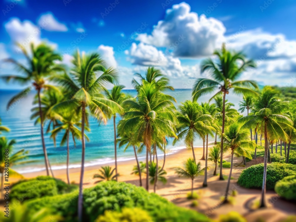 Maui Palm Trees Ocean Tilt-Shift Miniature Landscape Stock Photo Maui Palm Trees Ocean Tilt-Shift Miniature Landscape Stock Photo