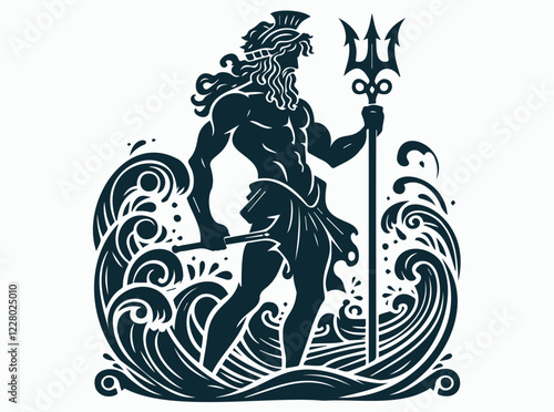 Poseidon Trident Illustration. Greek Mythology Sea God Vector Art