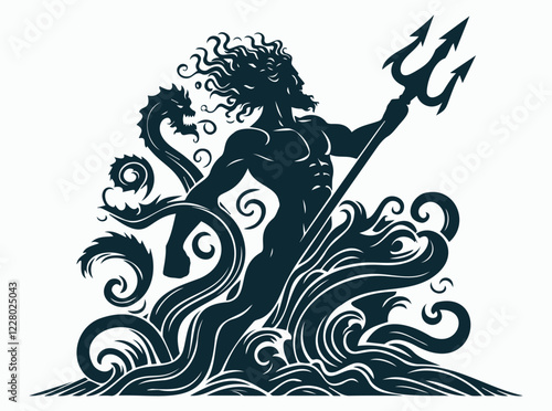 Poseidon Trident Illustration. Greek Mythology Sea God Vector Art