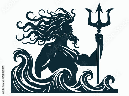 Poseidon Trident Illustration. Greek Mythology Sea God Vector Art
