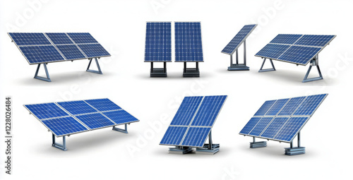  solar panel set collection isolated on a white background photo