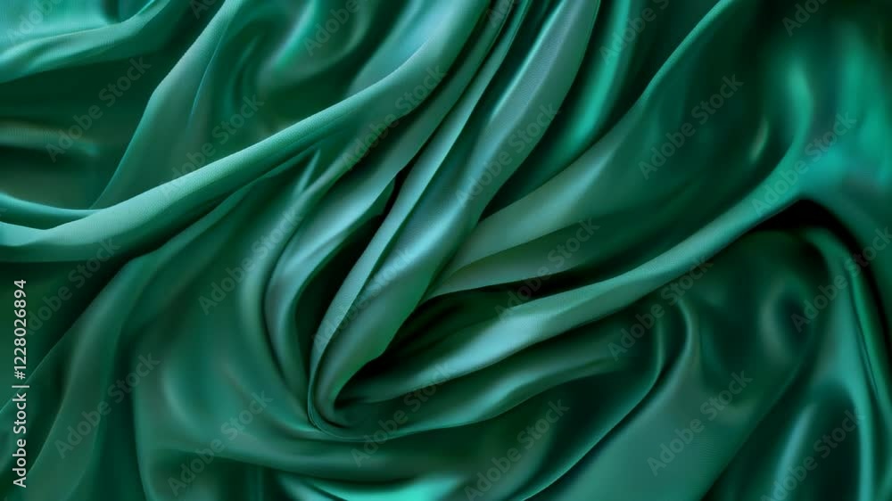 Elegant green silk fabric flowing gracefully for slow motion video background use Elegant green silk fabric flowing gracefully for slow motion video background use