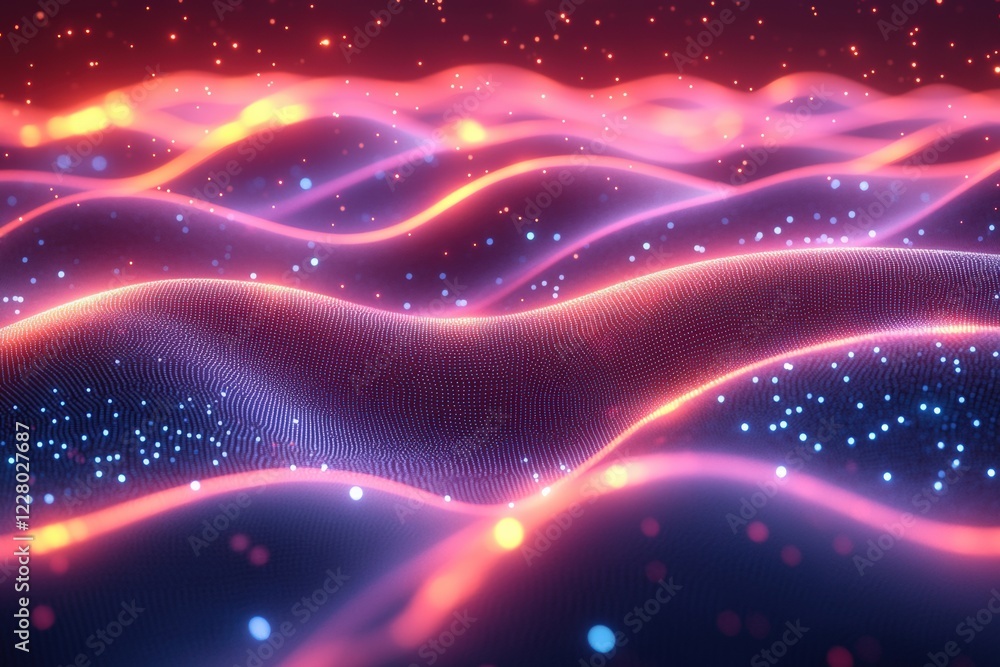 Fototapeta premium Dynamic digital waves abstract conceptual art virtual environment futuristic mood