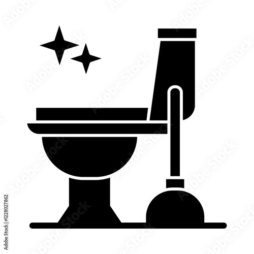 Bathroom Cleaning – Toilet and Brush Representing Sanitization and Hygiene. Vector illustration.