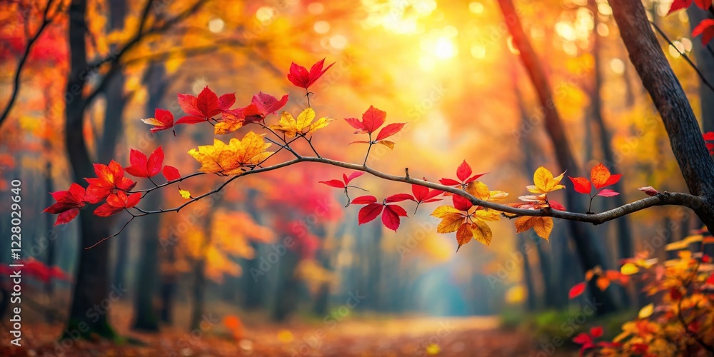 Miniature Autumn Landscape: Red and Yellow Leaves in Tilt-Shift Photography Miniature Autumn Landscape: Red and Yellow Leaves in Tilt-Shift Photography