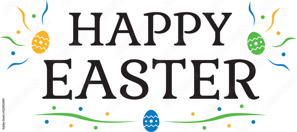 Happy Easter - beautiful inscription, eggs, Easter eggs, vector