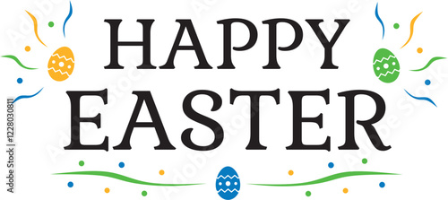 Obraz na płótnie Happy Easter - beautiful inscription, eggs, Easter eggs, vector w salonie