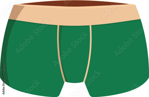 Comfortable green boxer shorts featuring a beige elastic waistband, perfect for everyday wear or relaxing at home