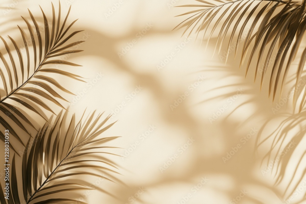 Fototapeta premium Soft Shadows of Palm Leaves on Neutral Background