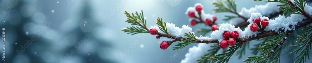 Frosty evergreen tree with snow-covered buds and blossoms, frozen, snow, branches Frosty evergreen tree with snow-covered buds and blossoms, frozen, snow, branches
