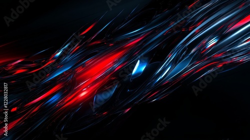 Dark cyberpunk waves of electric blue and crimson glowing over a black background  futuristic and sleek 