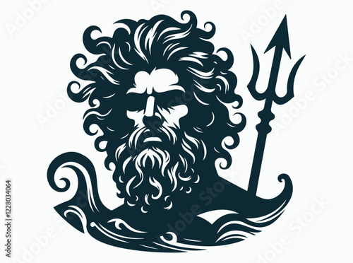 Poseidon Silhouette Art Vector Illustration