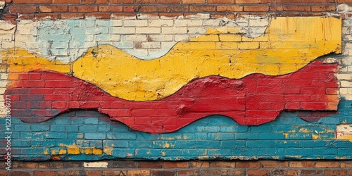 Vibrant street display urban location mural on brick wall colorful environment artistic viewpoint