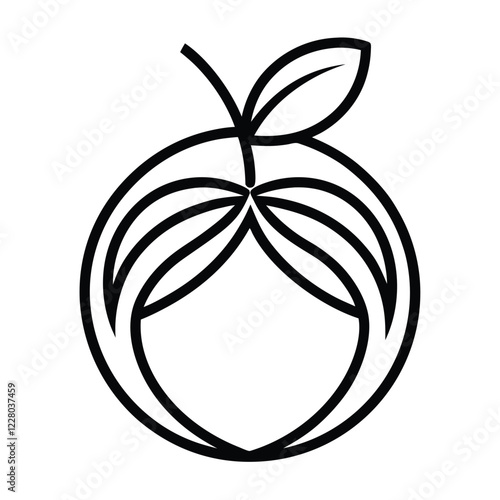 An elegant logo design for a fruit company, incorporating a single fruit icon with intricate line art details to convey organic quality and sophistication.