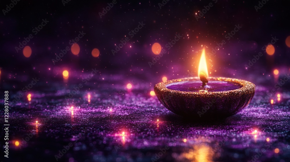 Festive Diwali candle glows, dark background Festive Diwali candle glows, dark background