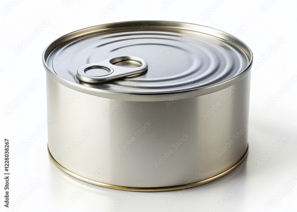 Minimalist Canned Food Product Mockup: Empty Label on White Background Minimalist Canned Food Product Mockup: Empty Label on White Background