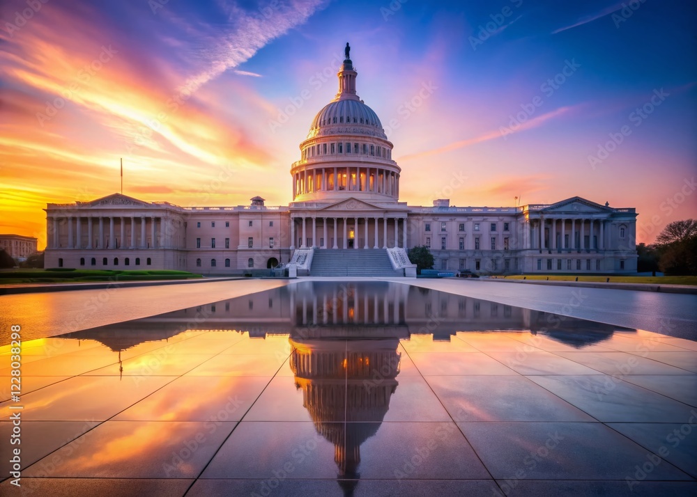 Fototapeta premium Minimalist Capitol Building Washington DC Skyline Sunrise