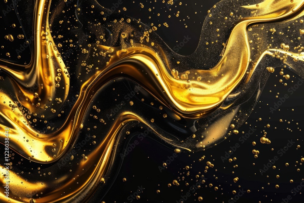Elegant Black and Gold Abstract Fluid Waves with Shimmering Metallic Texture for Luxury, Modern Glamour, and High-End Design Backgrounds Elegant Black and Gold Abstract Fluid Waves with Shimmering Metallic Texture for Luxury, Modern Glamour, and High-End Design Backgrounds