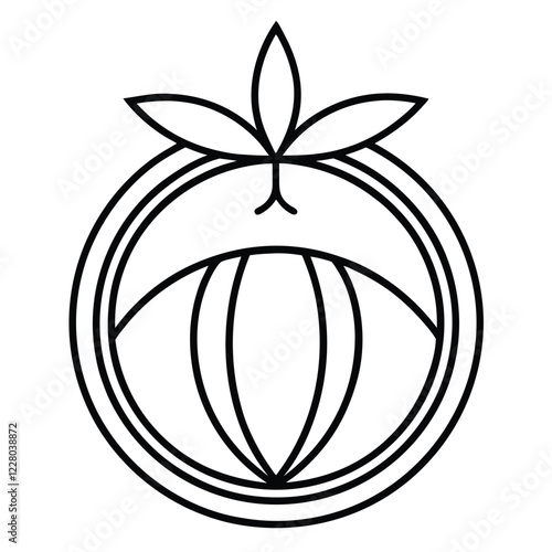 An elegant logo design for a fruit company, incorporating a single fruit icon with intricate line art details to convey organic quality and sophistication.