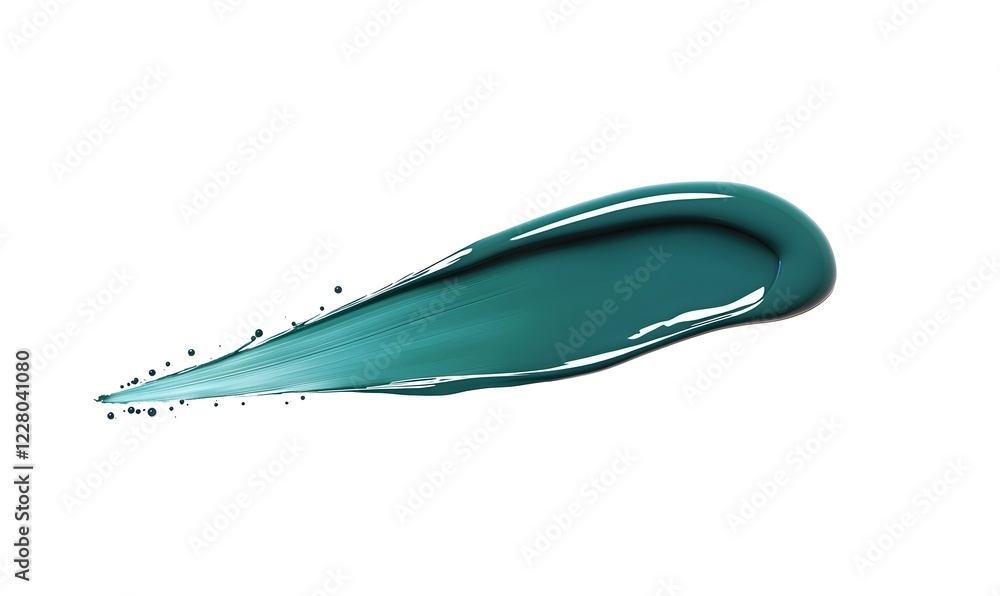 Fototapeta premium Teal paint swatch smear, white background, cosmetic sample