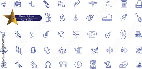 Music School Line Editable Icons set. 