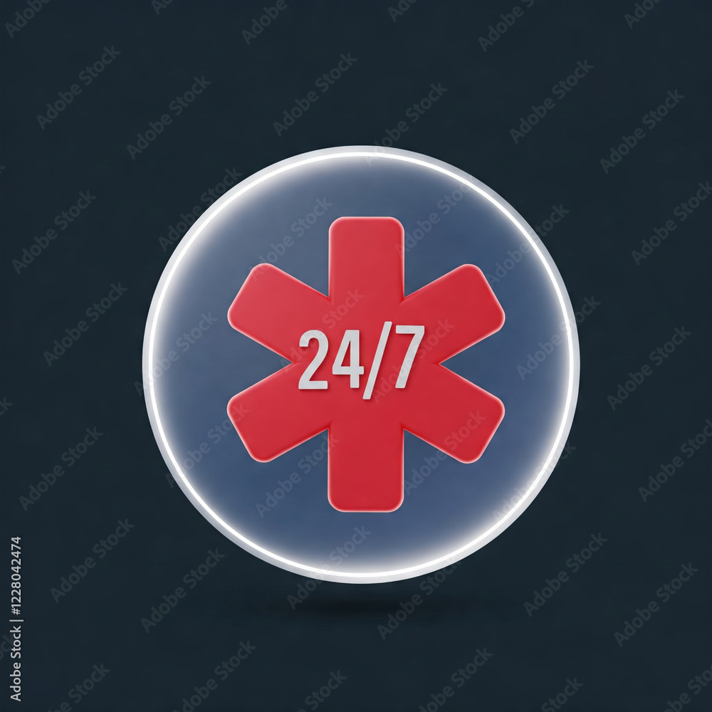 Fototapeta premium 24/7 Emergency symbol.