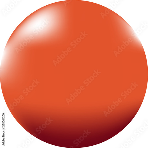 A glossy orange sphere with light reflections and shading giving it a three-dimensional appearance.