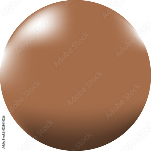 A glossy brown sphere with light reflections and shading giving it a three-dimensional appearance.