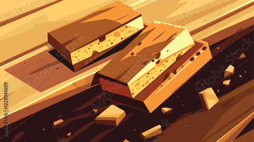 Delicious Bite on Chocolate Bar Flat Vector Illustration photo