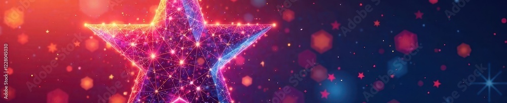 Abstract star motif, connected geometric shapes, plain backdrop, seamless, background