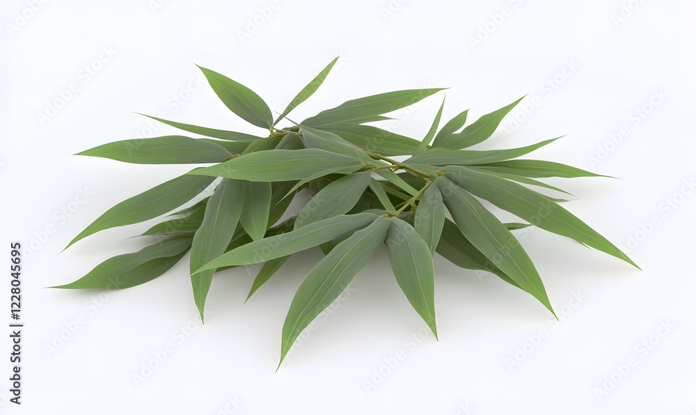 Obraz premium Fresh bamboo leaves isolated on white; studio shot; background blank; design element