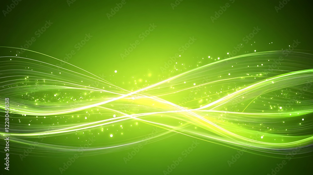 Abstract Green Waves With Sparkling Lights Abstract Green Waves With Sparkling Lights