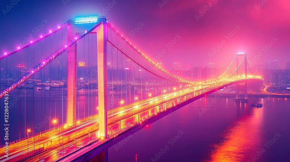 neon bridge over the river neon bridge over the river