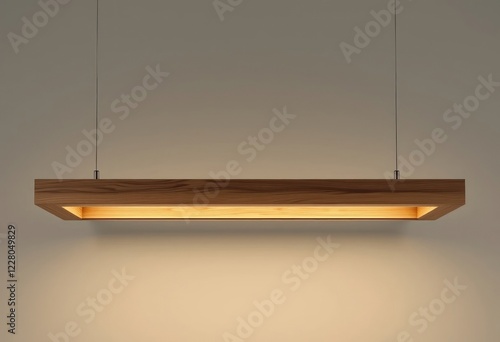 Modern Wooden Rectangle Pendant Light: Warm Minimalist Design photo