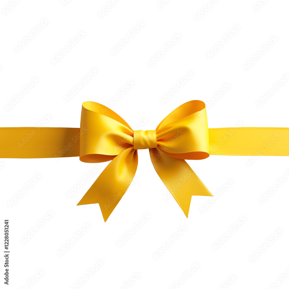 Bright yellow bow with ribbon on isolated white background, perfect for gifts and decorations, showcasing elegant design and vibrant color Bright yellow bow with ribbon on isolated white background, perfect for gifts and decorations, showcasing elegant design and vibrant color