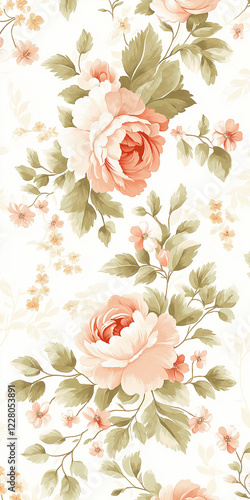 Elegant floral background with dusty rose accents leaving space for personalization photo