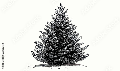 Hand Drawn Ink Sketch of Minimalist Christmas Tree Vector for Holiday Decor