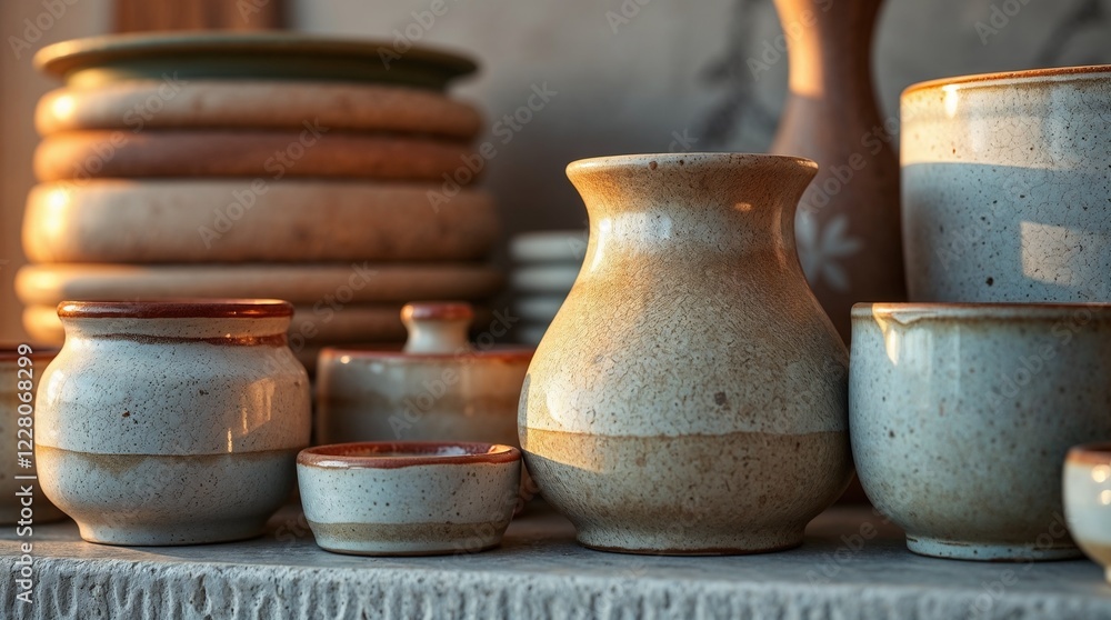 Handcrafted pottery displayed on a table with warm lighting
Handcrafted pottery displayed on a table with warm lighting