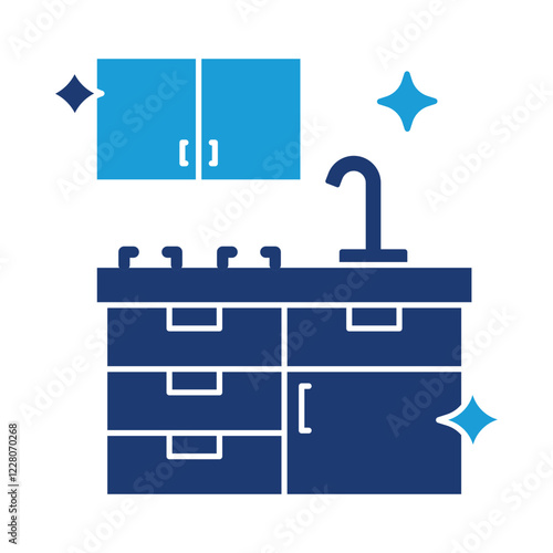 Kitchen Cleaning – Sink and Clean Counter Representing Organized and Sanitized Kitchen Spaces. Vector illustration.