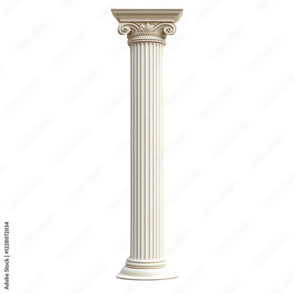 Fototapeta premium Elegant classical column showcasing iconic design elements and texture, isolated on a transparent background. PNG