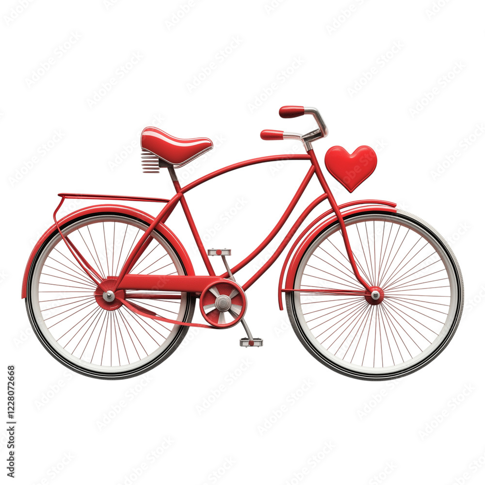 Obraz premium red love bicycle isolated on white background