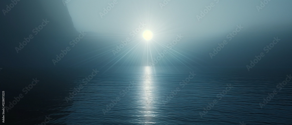 Fototapeta premium A UFO flying saucer illuminating the surrounding a_012