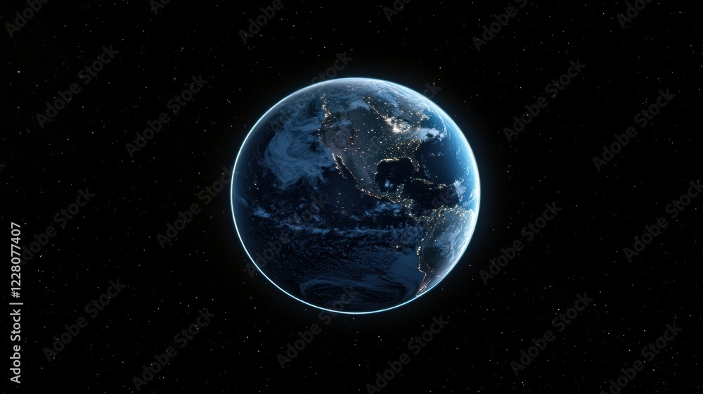 Obraz premium Illuminated Earth at night seen from space