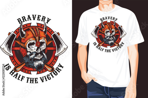 Bravery Vikings skull t-shirt design unique idea