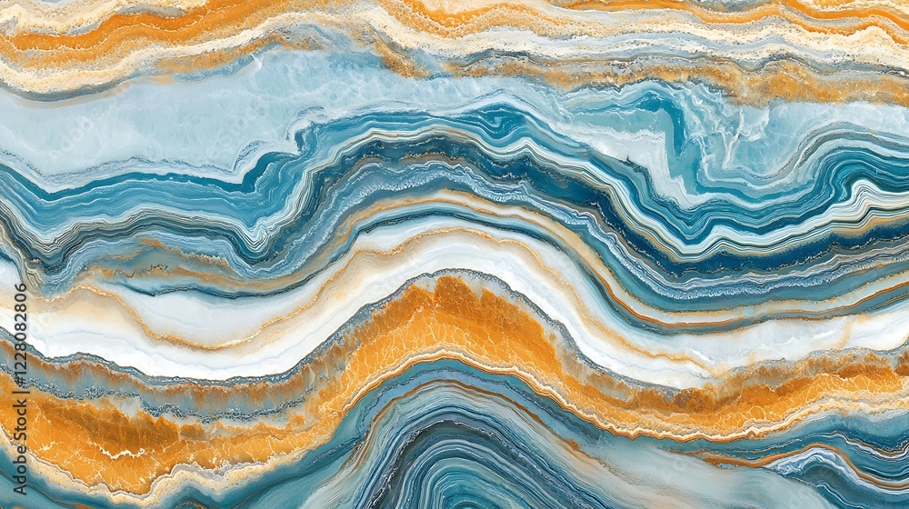 Fototapeta premium Abstract Blue and Gold Swirling Marble Pattern