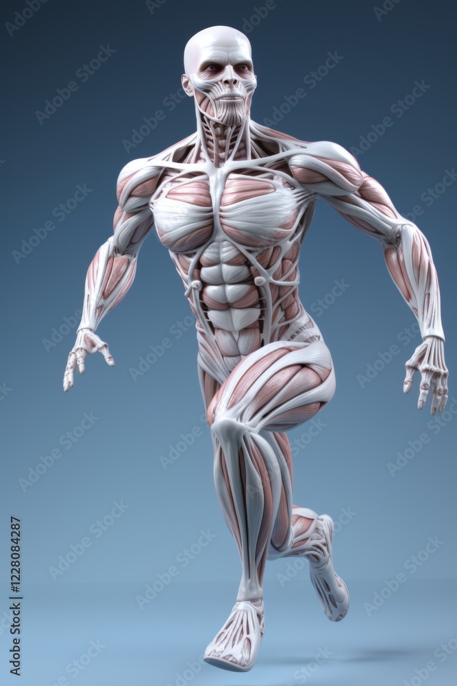 Minimalist 3d visualization of a muscle group on a clean background for anatomical focus Minimalist 3d visualization of a muscle group on a clean background for anatomical focus