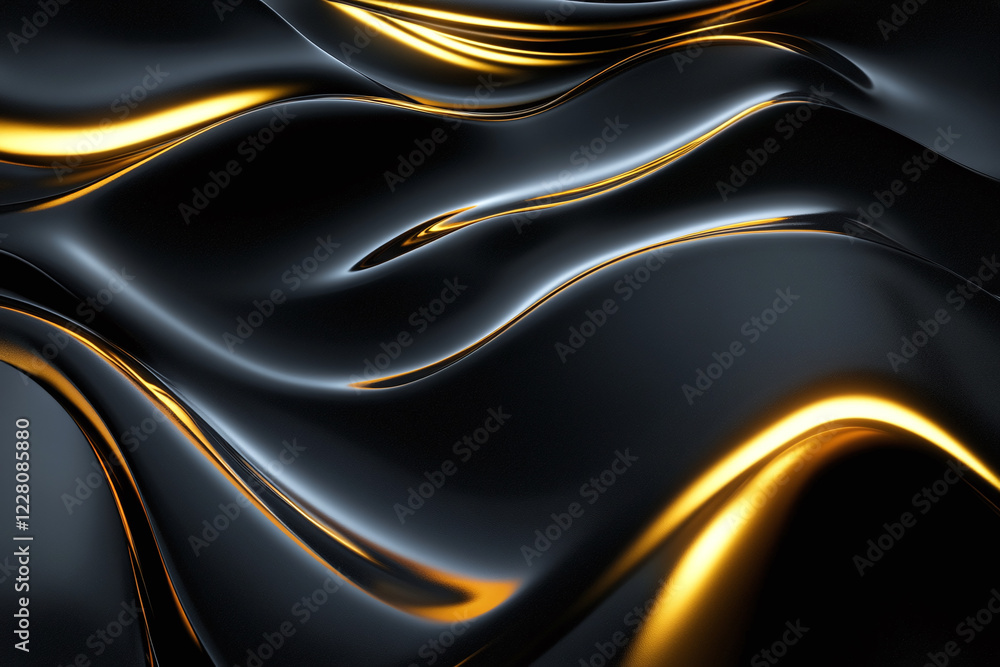 Elegant Flowing Golden Waves with Glowing Particles on a Dark Background, Abstract Futuristic Texture and Luxury Artistic Design Elegant Flowing Golden Waves with Glowing Particles on a Dark Background, Abstract Futuristic Texture and Luxury Artistic Design